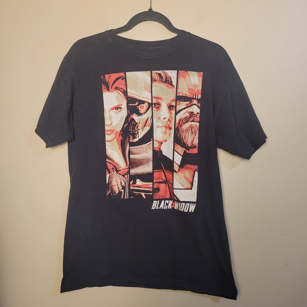 Marvel Black Widow Graphic Tee Mens Medium Black Excellent MCU Movie Shirt